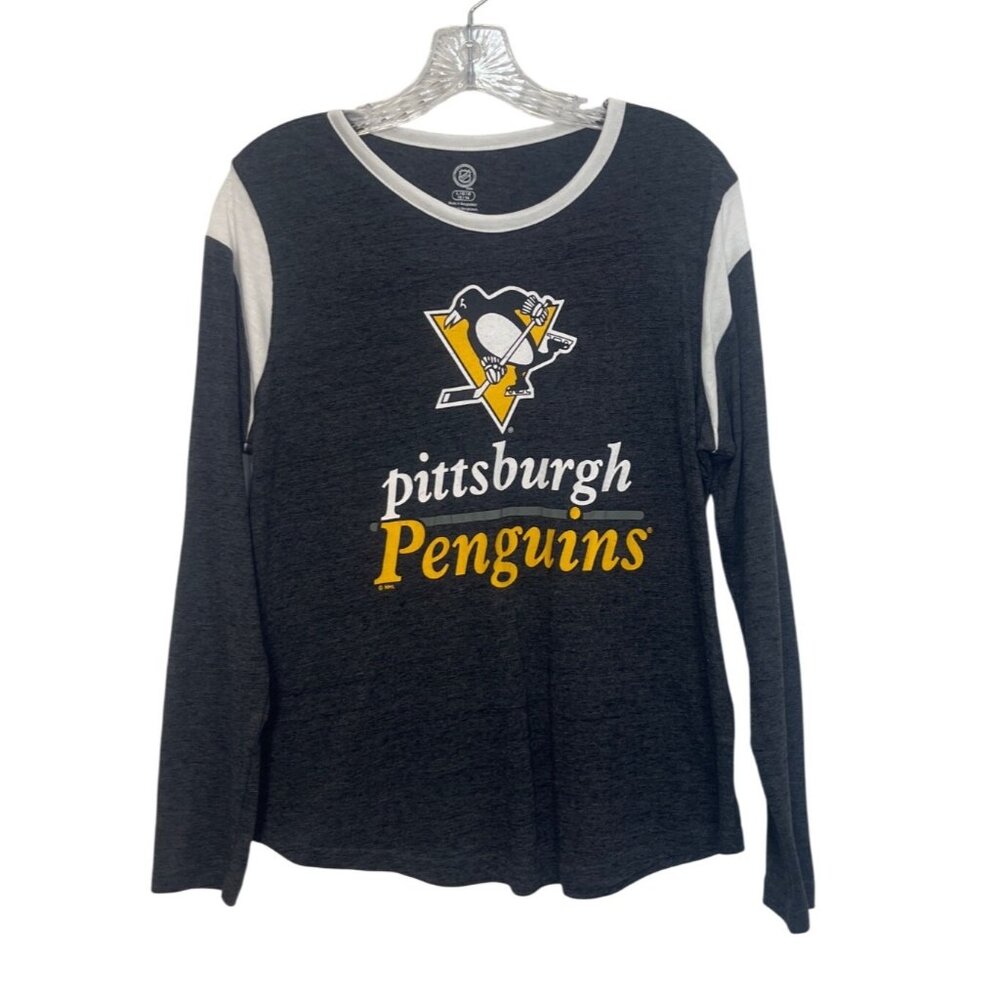 Pittsburgh‎ Penguins NHL Long Sleeve Tshirt Large Gray Fanwear